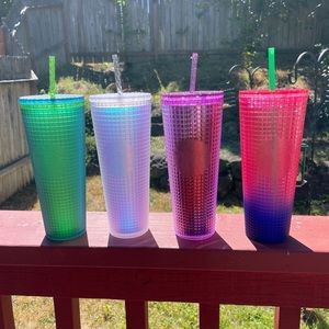 4 NEW Starbucks Venti Grid Tumblers NWT unicorn cups soft touch
